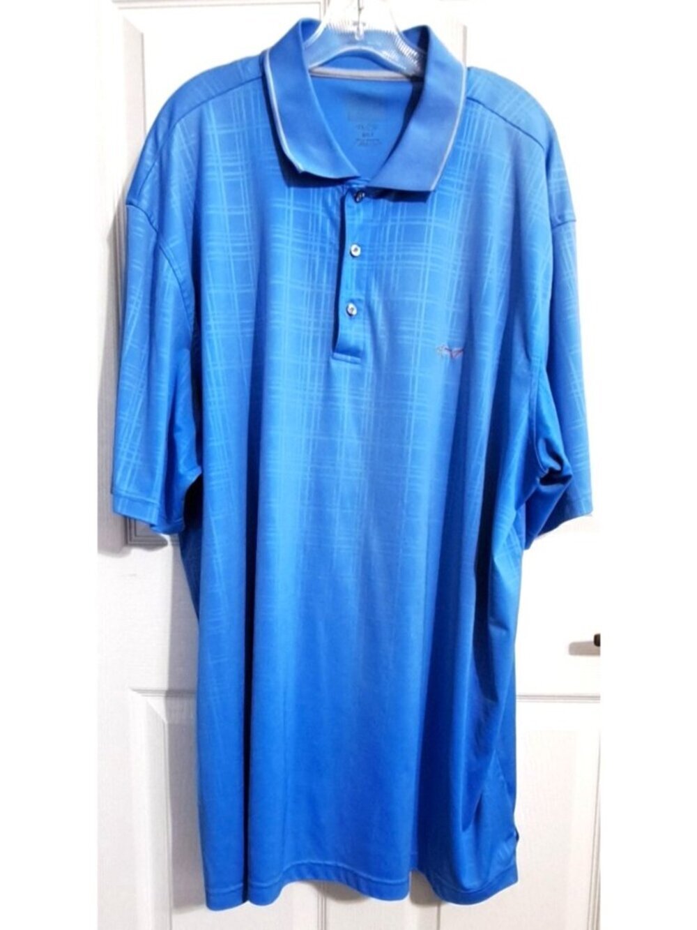 Greg Norman Player Men's 3XLT Blue Golf Short Sleeve Polo Shirt Shark Logo